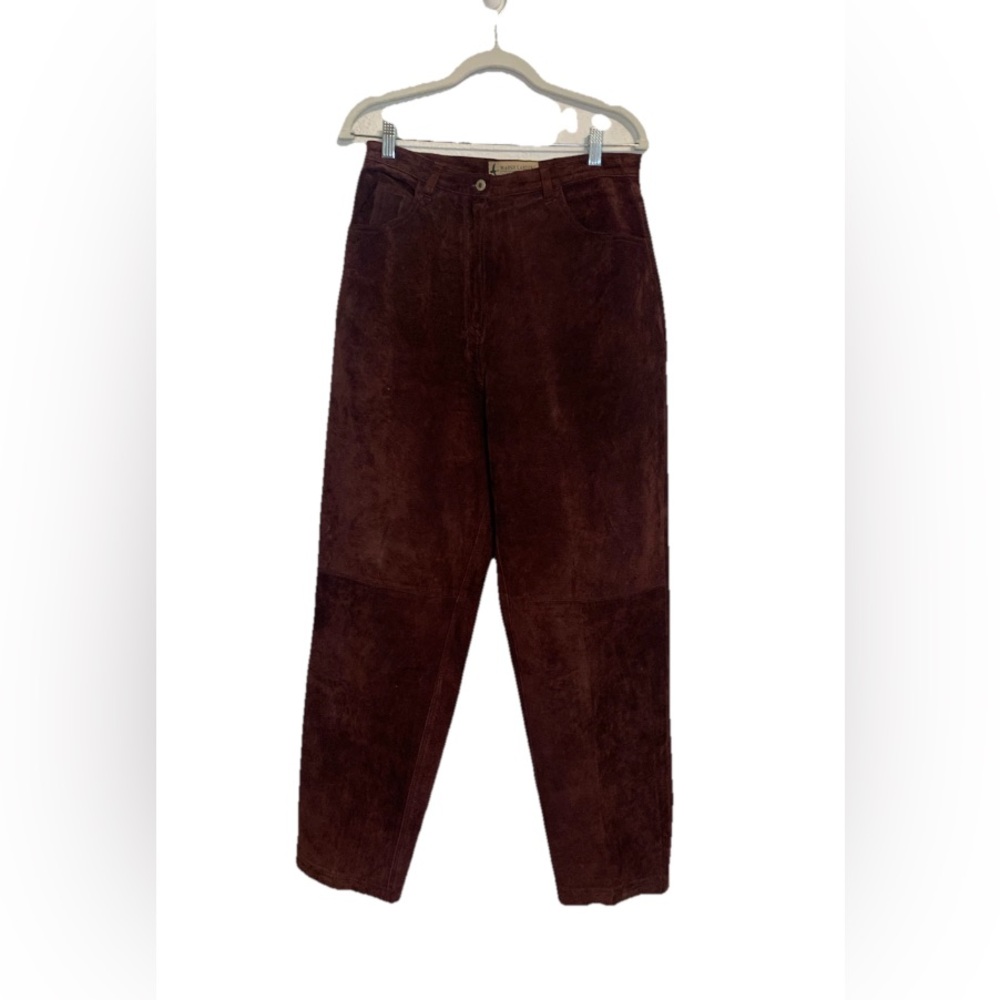 MARSH LANDING 80s Womens Size 12 Leather Burgundy Pants